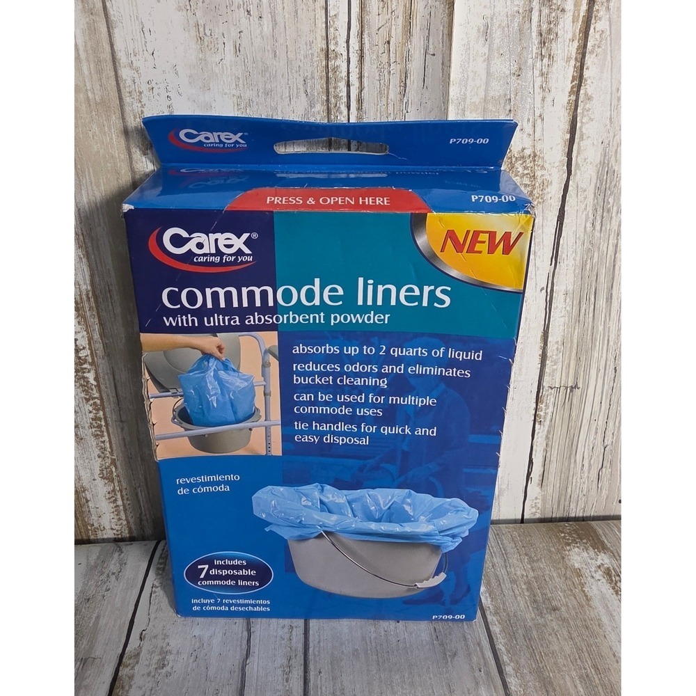 Carex Commode‎ Liners with Ultra Absorbent Powder 7 Count NEW